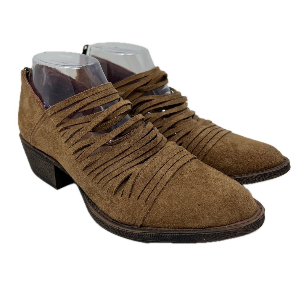 Coconuts by Matisse Powell Faux Suede Cutout Fringe Ankle Booties 8.5 Western